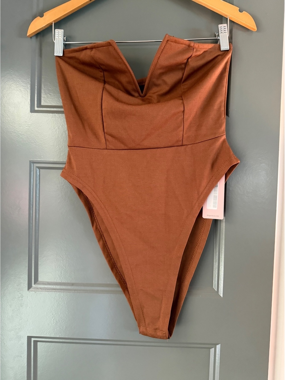 MIGS Women's Brown Strapless bodysuit  Size Large